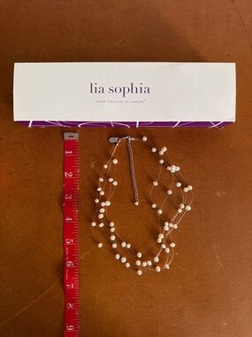 Lia Sophia White Pearl Multi-Strand Floating Necklace